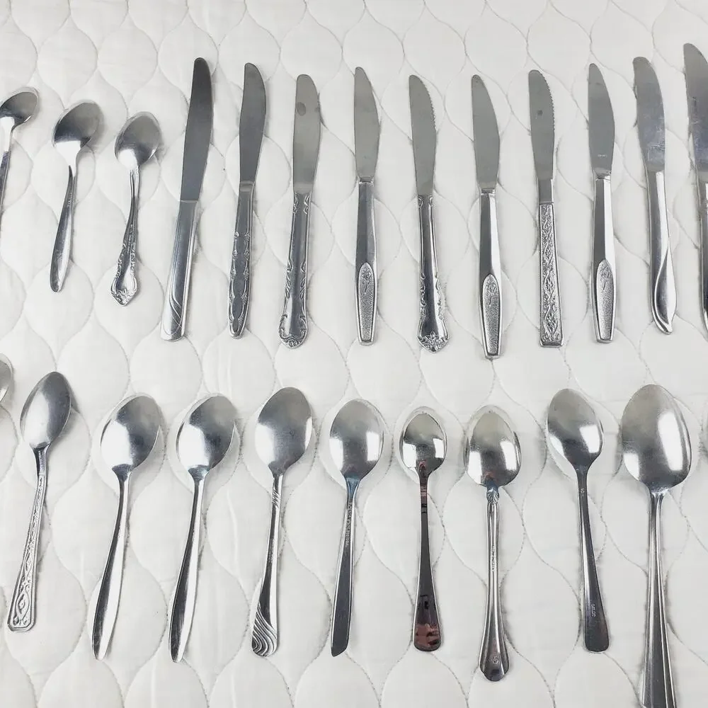 Lot of Silverware 40PCS Knife Spoon Fork Stainless Steel Kitchenware Many Brands